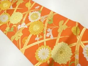 菊模様織出し開き名古屋帯（額縁仕立て）